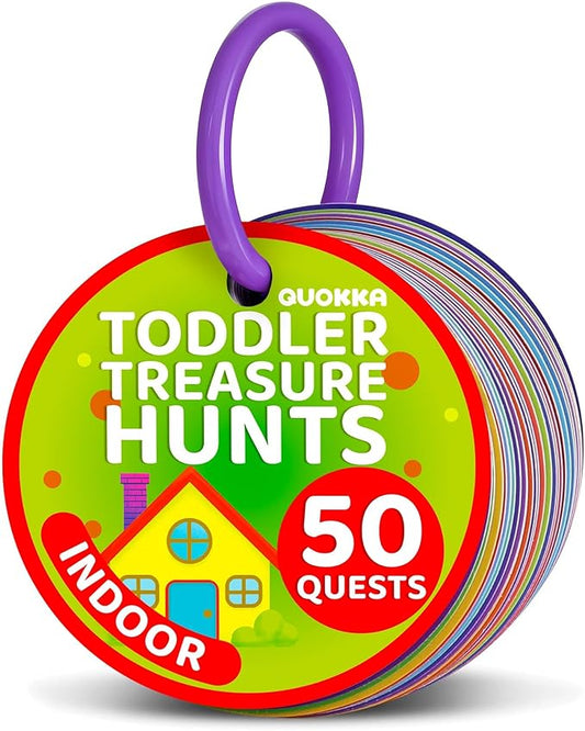 QUOKKA Scavenger Hunt Game for Toddlers 3-5 – 50 Toddler Activities Indoor Cards Game Set - Fun Educational Play for Preschool Boys and Girls and Early Development