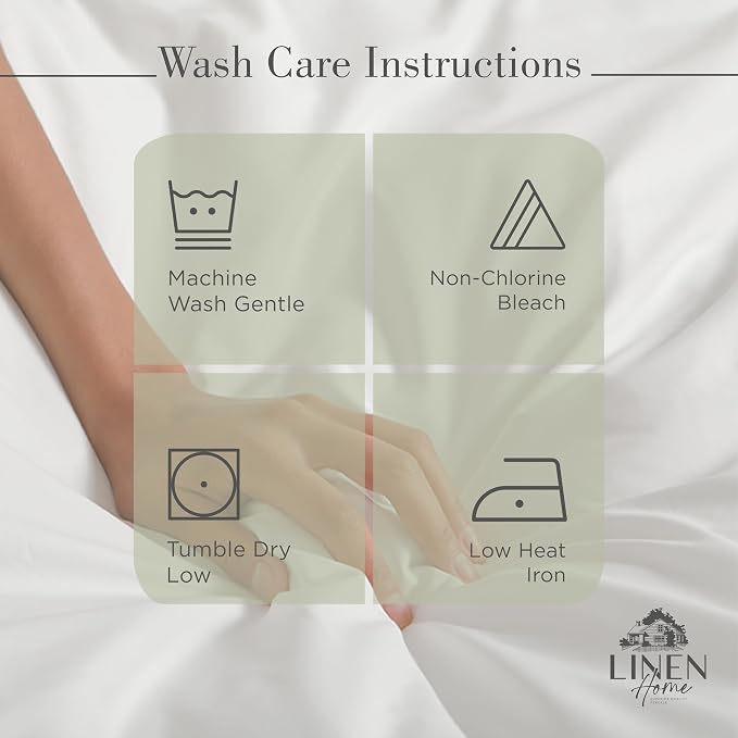 Linen Home 100% Cotton Percale Sheets Full Size, Sage, Deep Pocket, 4 Pieces Set - 1 Flat, 1 Deep Pocket Fitted Sheet and 2 Pillowcases, Crisp Cool and Strong Bed Linen