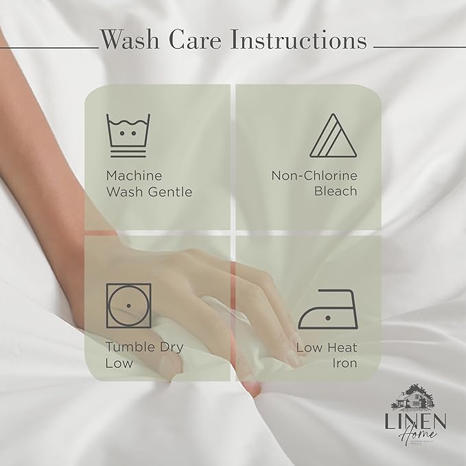 Linen Home 100% Cotton Percale Sheets California King Size, Sage, Deep Pocket, 4 Pieces Set- 1 Flat, 1 Fitted and 2 Pillowcases, Crisp Cool and Long Staple Strong Bed Linen