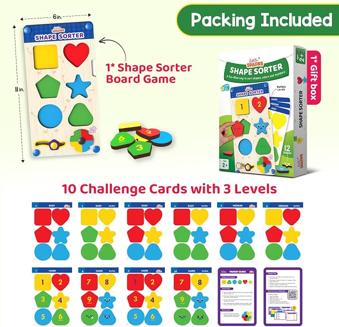 Smartivity Shape Sorter Learning Kit for Toddlers | 12 Shape Pieces + 10 Challenge Cards | Teaches Colors, Shapes, Numbers & Emotions | Montessori Toy for Boys & Girls Ages 2, 3, 4 Years