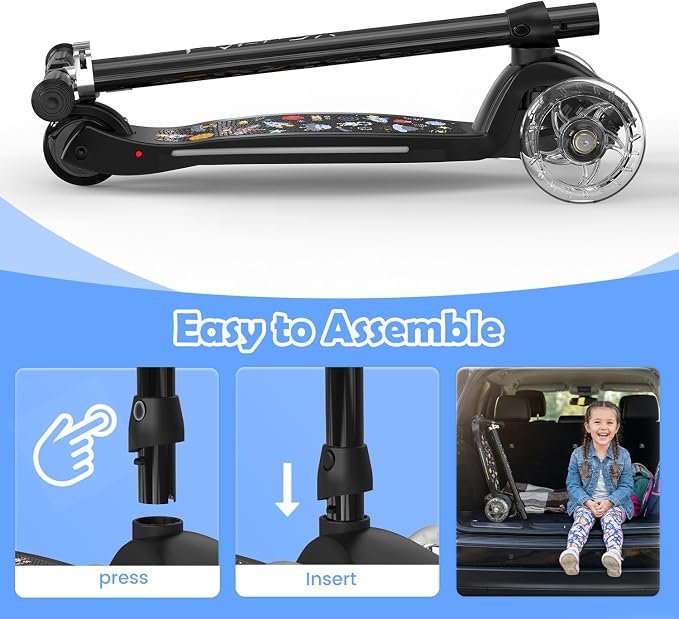 TONBUX Kids Scooter for Ages 3-8: 3-Wheel Kick Scooter with LED Light-Up Wheels & Deck, 7 Lighting Modes, 4 Adjustable Heights, Metal-Reinforced Deck, Lean-to-Steer Balance Training Toddler Scooter