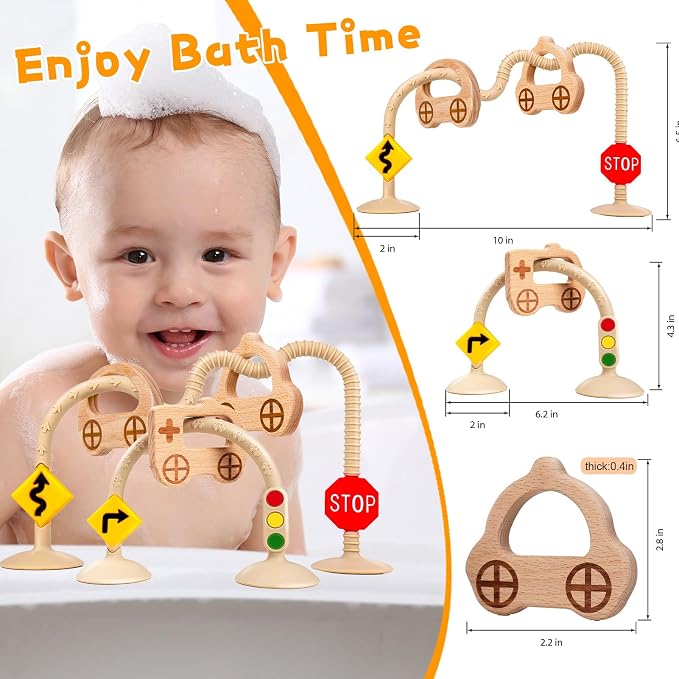 Baby High Chair Toys, Sensory Silicone Suction Cup | Montessori Interactive Teething Fine Motor Skills Toy for Infant and Toddler, Fun for Airplane Travel, Bathtub, Restaurant