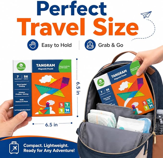 Travel Games Tangrams, Magnetic Travel Games for Road Trips Kids Board Game Educational Toys Kids Game for 3+
