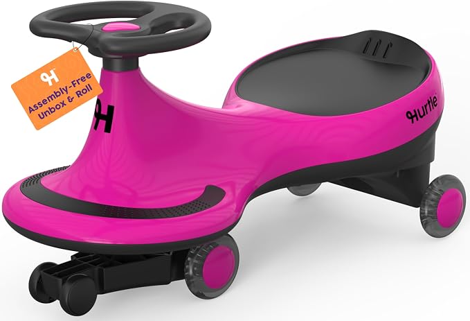 Hurtle Swing Ride On Car, Wiggle Car Toy for Kids, No Pedals, Batteries or Gears, Safe Toddler Ride On Toy with Twist & Go Motion, for Indoor & Outdoor Use, Suitable for Kids Above 2 Years, Pink
