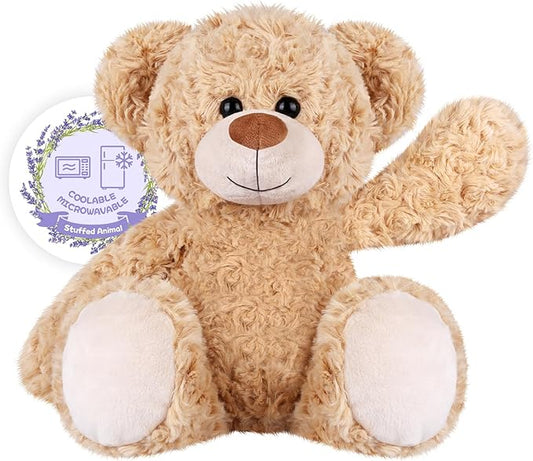 SuzziPals Teddy Bear Stuffed Animals, Microwavable Stuffed Animal Heating Pads for Heat Therapy, Stress Relief Toy for Anxiety, Cuddle, Companion, Bear Plush Gifts for Girls Boys Adults