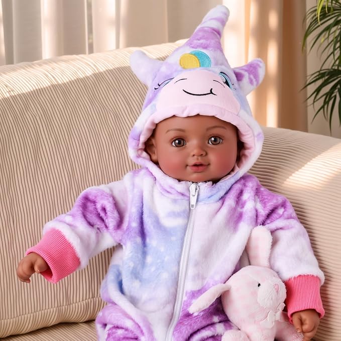 BABESIDE Black Baby Dolls, 15 Inch Realistic Cute Soft Body Baby Doll Real Life Baby Dolls with Accessories for 3+ Year Old Girls Gifts, Pretend Play, Collection