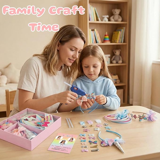 kyrathia DIY Headband Making Kit, Hair Accessories for Girls, Arts and Crafts for Kids Ages 6-8, Make Your Own Unicorn Headband Kit,Birthday Gifts for 5 6 7 8-12 Year Old Girl