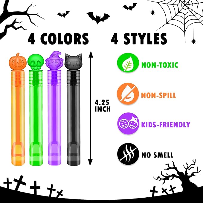 Halloween Party Favors Goodie Bag Stuffers for Kids 36 PCS, Mini Bubble Wands for Toddlers, Small Boo Trick or Treat Basket Bucket Fillers, Birthday Classroom Games Activities Supplies Prizes Gifts
