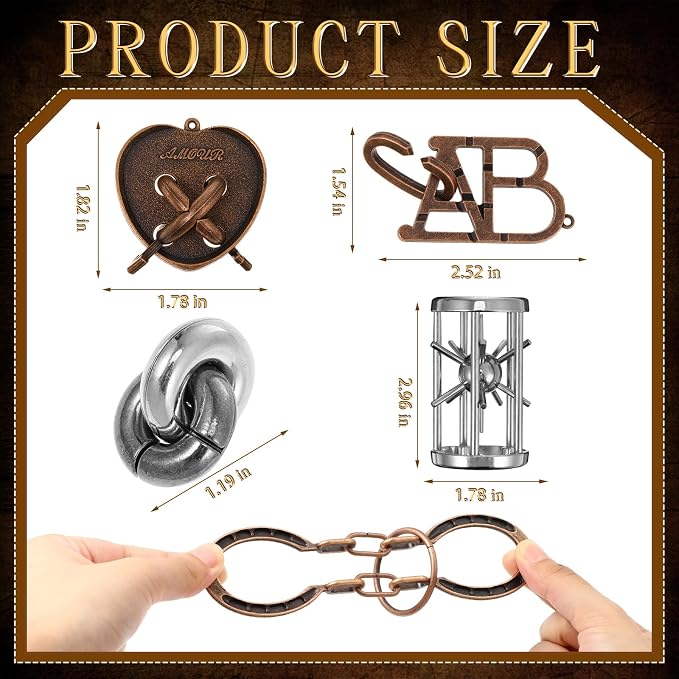 24 Pcs Metal Brain Teaser Puzzles Assortment for Adults Difficult Magic Puzzles Highly Hard Brain Games Iq Logic Test Disentanglement Game for Mind Challenge(Novelty)