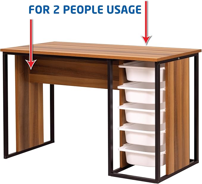 Desk with Drawers, Puzzle Table, Hobby & Activity Desk, Space-Saving Do-it-Yourself Desk, Small Modern Office Desk, Simple Pc Table with Storage (Walnut)