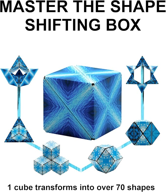 Shashibo Sensory Fidget Toy for Adults & Kids, Stress Relief Fidget Toy for Adults, Teens & Kids, Cool Fidget Toys for Desk, Classroom Must Have, Sensory Shape Shifting Cube, 100+ Possible Shapes