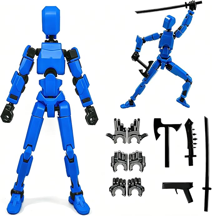 DANONI Titan13 Action Figure, Lucky Robot 13 Action Figures, 3D Printed Multi-Jointed Movable Action Figure, Dummy Robot 13 Figures Toy for Desktop Decorations Game Gifts(Blue)