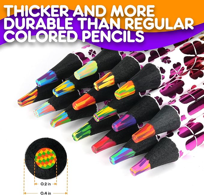 nsxsu Art Supplies for Kids Teens Adults, 16 Rainbow Pencils Drawing Supplies, Jumbo Multi Colored Pencils for Sketching Drawing, Tween Girls Trendy Stuff Birthday Party Favor Crafts for Boys 6-12