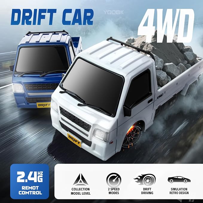 1/24 RC Drift Car, Remote Control Car, 2.4GHz 20KM/H 4WD High Speed RC Truck,Drifting Tires＆Two Batteries Racing Sports Toy Idea Gift for Boys Girls and Adults Kids