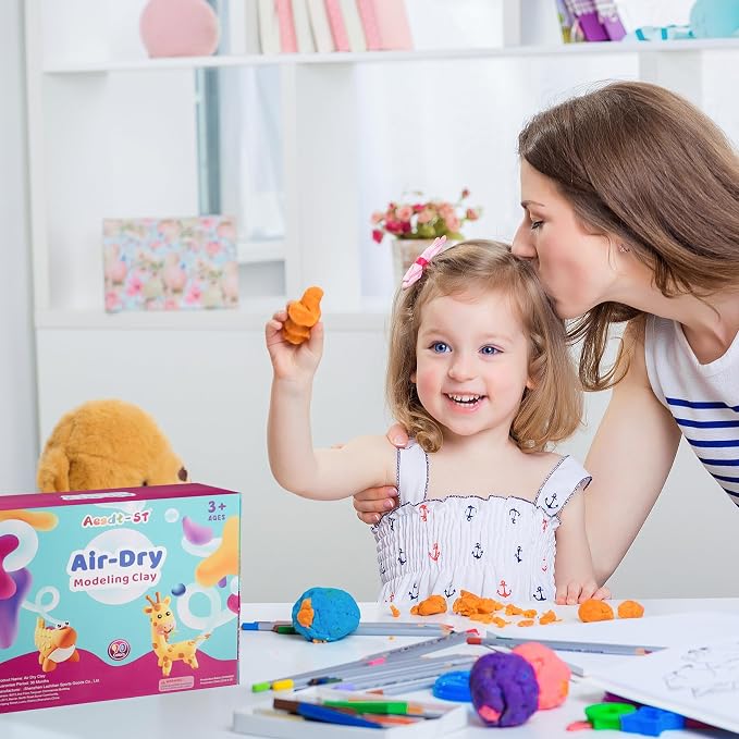 Aestd-ST Air Dry Clay 90 Colors, Modeling Clay for Kids, DIY Magic, Molding Clay Kit with Sculpting Tools, Non-Sticky Soft and Super Light, Arts and Crafts Gift for Boys Girls Kids