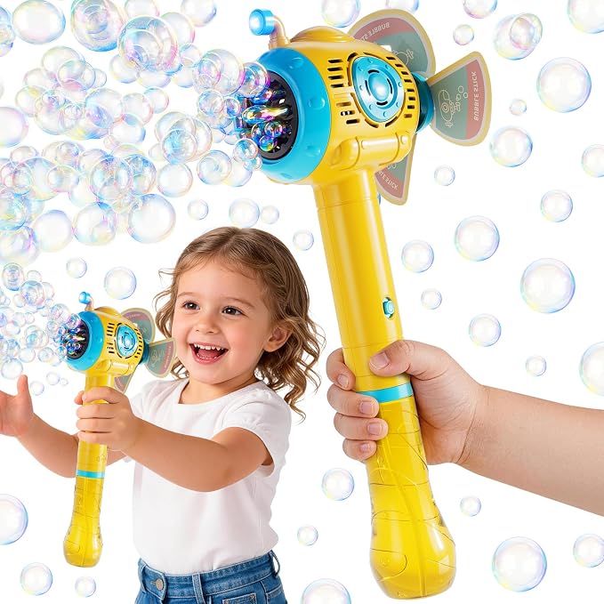 Lucky Doug Bubble Gun, Bubble Machine Gun for Kids Toddlers with Rich Bubbles, Bubble Guns for Kids with 360° Leak-Proof Design, Auto Bubble Gun for Toddlers Children Backyard Outdoor Camping