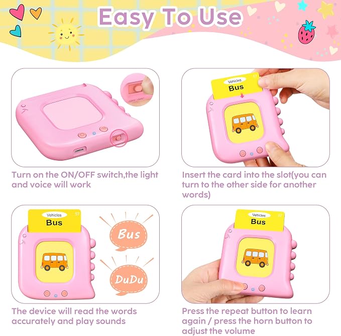 Talking Flash Cards,Kids Toddler Flash Cards with 240 Sight Words,Montessori Toys,Autism Sensory Toys,Speech Therapy Toys,Learning Educational Gifts for Age 4 5 6Years Old Boys and Girls