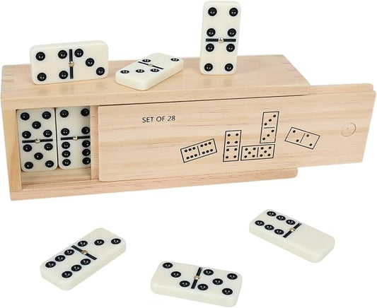GOTHINK Dominos Set for Adults with Wooden Box - Tile Dot Dominoes Games Set for Family Night Travel Game - Classic Party Board Game Ideal