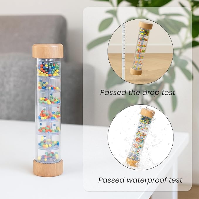 Rainmaker Rain Stick Musical Instrument for Babies, Toddlers and Kids, 8 Inch Rainfall Rattle Tube Rainstick Shaker Toy