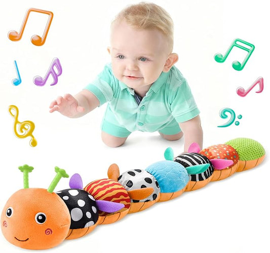 LIGHTDESIRE Baby Toys Sensory Musical Caterpillar Infant Toys 3-6-12 Months | Stuffed Animals with Soft Plush Crinkle Rattle Baby Teething Toy Tummy Time for Newborn Boy Girl Birthday Shower Gifts