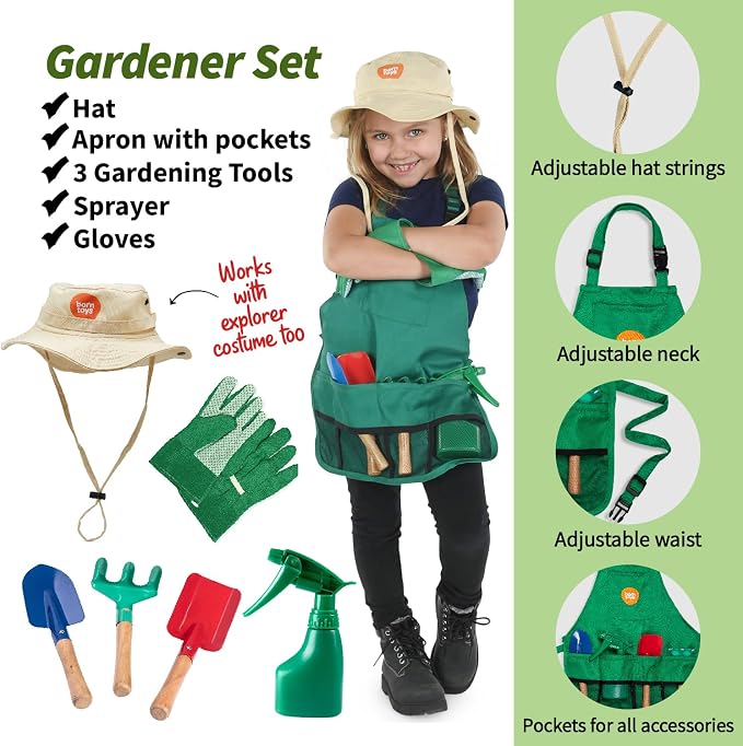 Born Toys 3-in-1 Toddler Dress Up Clothes for Boys & Girls Ages 3-7, Pretend Play Career Outdoor Adventure Set