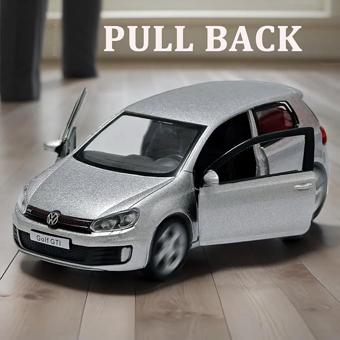 Volkswagen Golf GTI Toy Car 1/36 Model Car Toys Car Metal Collect Car with Pull Back for Boys Children Age 3 + Year Old Festival Gift(Silver)