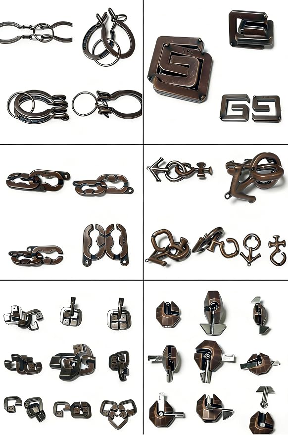 AHYUAN 32Pcs Metal Brain Teaser Puzzles 3D Cast Steel Teasers Puzzle for Kids Teens Magic Puzzles Games Toys IQ Education Smart Logic Test Toy Fidget Toys Party Favors for Kids Adults Challenge