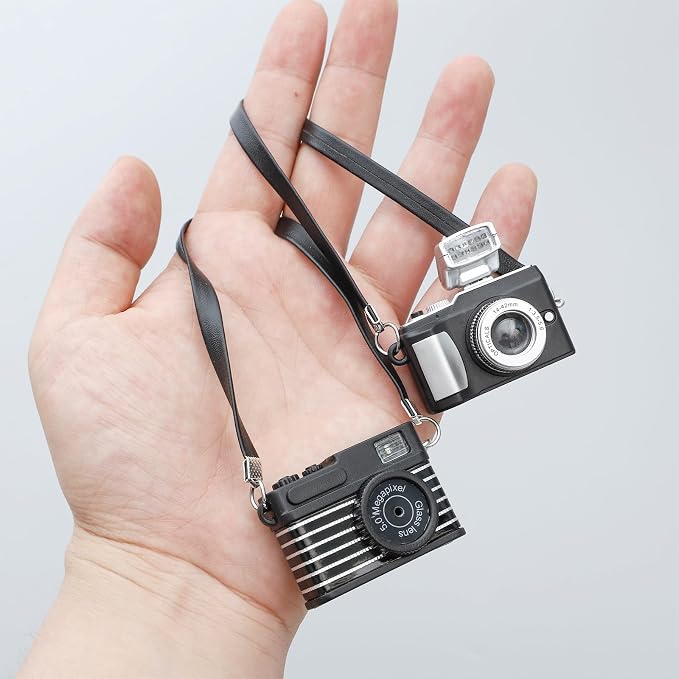 ONEST 6 Pieces Mini Cameras for Doll Accessories Miniature Camera Ornament Mini Dollhouse Vintage Prop Camera for Mini Decoration Furniture Accessories Photography Props