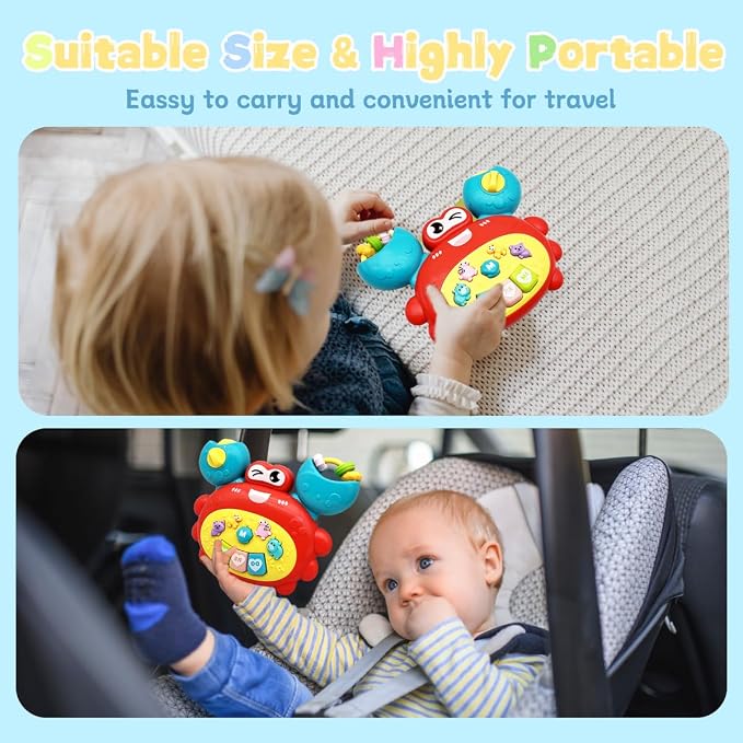 Baby Musical Toys for 1 Year Old Boys and Girls, Piano Keyboard Light Up Musical Toys for Toddlers 1-3 , Early Learning Educational Infant Toys Gifts for 12-18 Months (Crab)