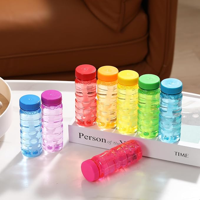 novelinks 16 Pack Big Bubble Bottle Bulk for Kids - 4oz Blow Bubbles Solution Novelty Summer Toy - Activity Party Favor Assorted Colors Set (16 Pack 4OZ Bottle)