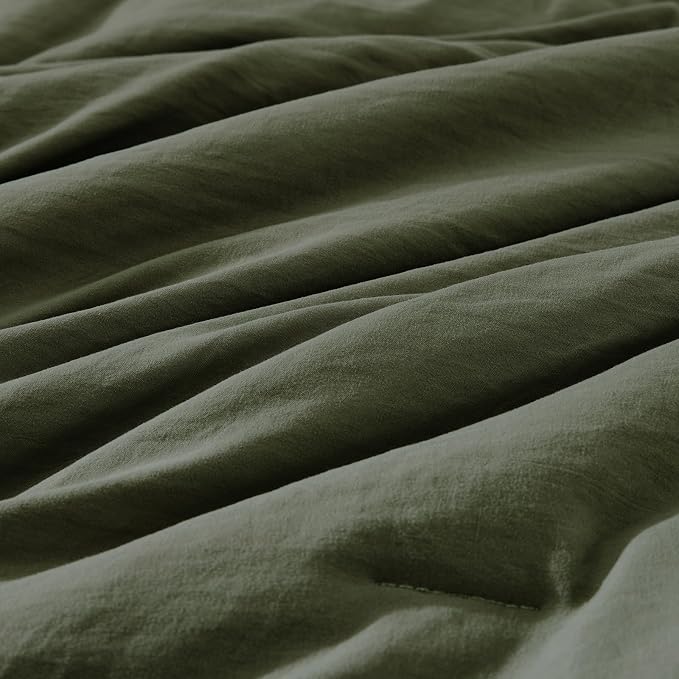WRENSONGE Twin XL Comforter Set- 5 Pieces Olive Green Twin XL Bedding Sets with 1 Fitted Sheet, 1 Flat Sheet, 1 Pillow Sham and 1 Pillowcase