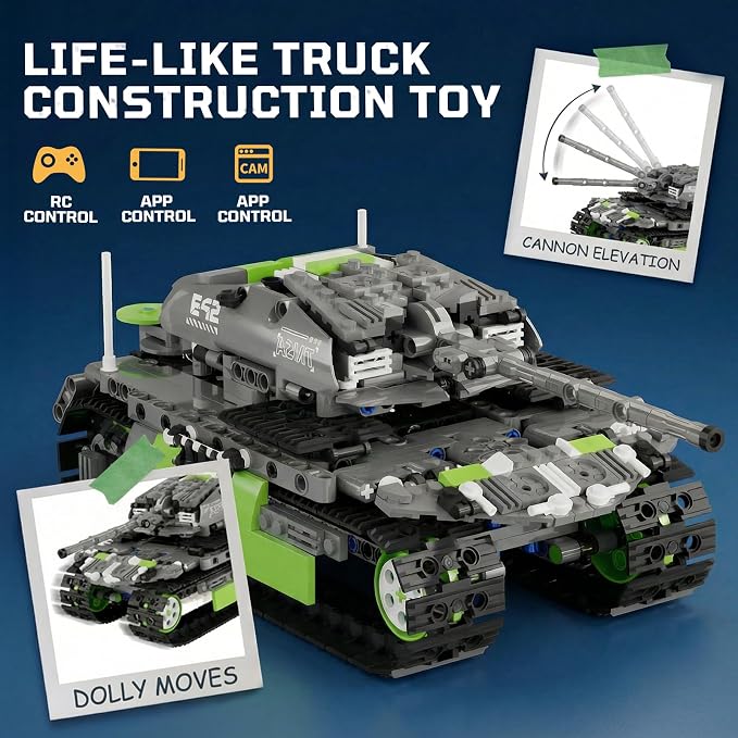 DOLIVE 5 in 1 STEM Robotics Kit, Building Block Set for Kids Ages 8-14, Remote Control and App Controlled Robot/Tank/Transporter/Scout/Engineering Vehicles, Birthday Gift for 8 9 10 11 12+ Years Old