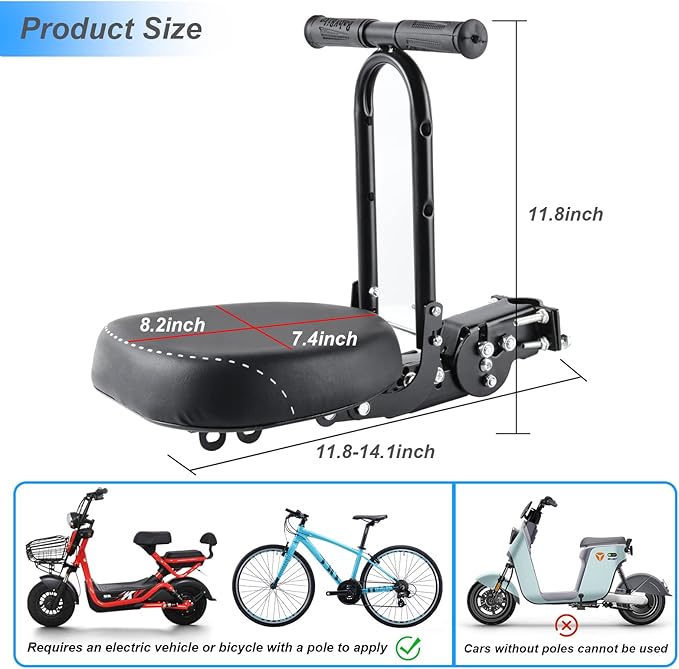 XIEEIX Bike Child Seat,Front Mount Detachable Bicycle Kids Seat, Child Seat with Shock Absorbing Pedal Guardrail，Suitable for Pedal Scooter Motorcycle Bicycle