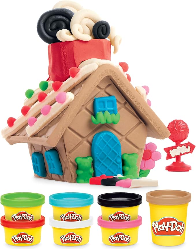 Play-Doh Builder Mini Gingerbread House, Arts & Crafts Toy Building Kit, Multi-Season Set with 8 Play-Doh Cans for Kids Ages 5+ (Amazon Exclusive)