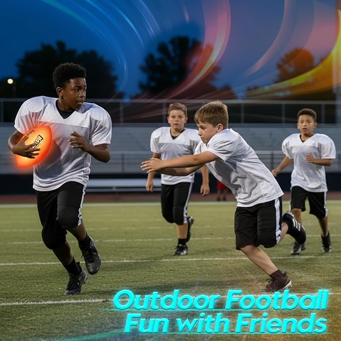 Light Up Football for Boys: Glow in The Dark - Toys for Kids Teen Boys Ages 8-15 - Birthday Christmas Easter Gift Ideas - Outdoor Sports Activity Night Play - 8 9 10 11 12 13 14 15 Years Old Teenager