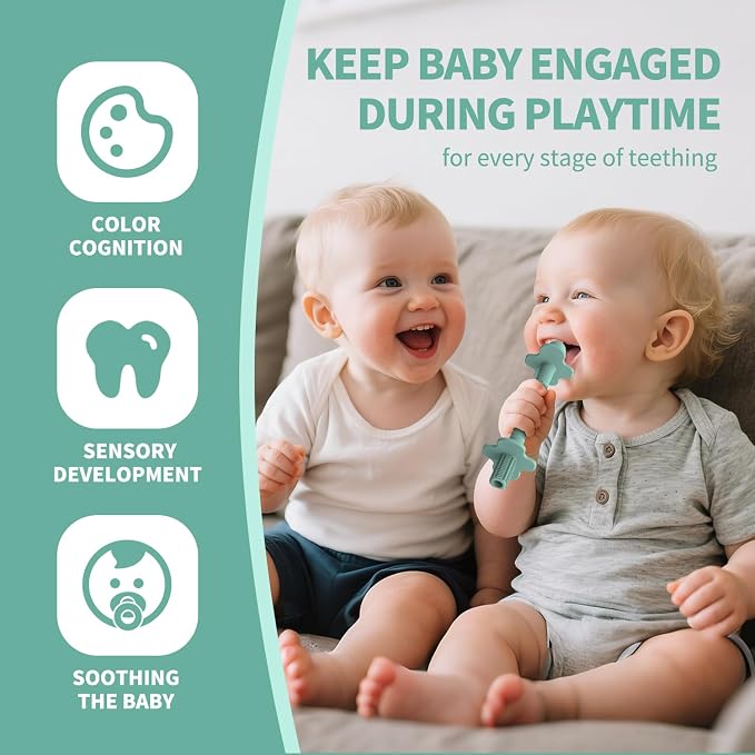 6pk Baby Teether Straws Silicone Teething Tube Stick Toy for 0-12M | Shielded Tube Teethers Sensory Toys, Soothing Infant Teething Straws, Hollow Textured Chew Sticks for Toddlers Relief