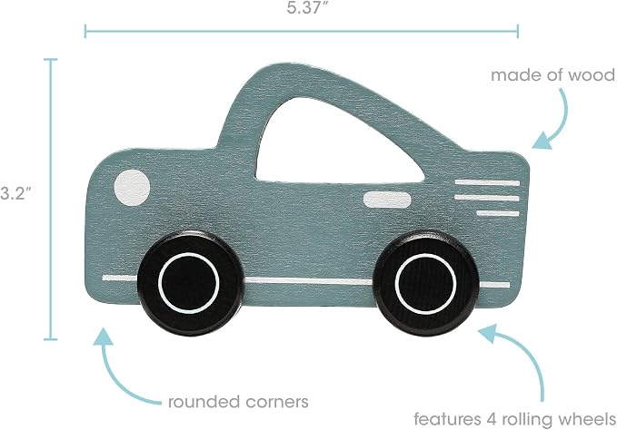 Pearhead Montessori Wooden Car Push Toy, Rolling Developmental Toy for Babies and Toddlers 12+ Months