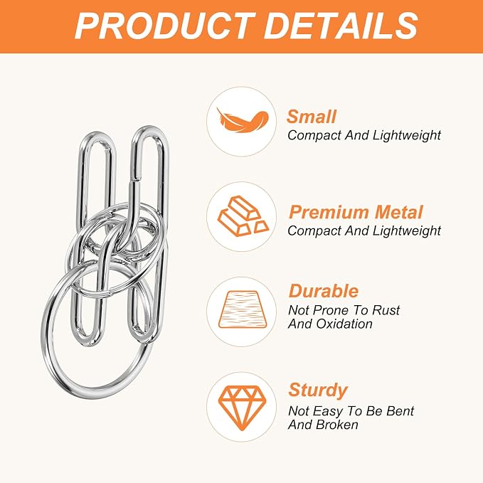 Metal Puzzle Rings Classical Metal Wire Puzzle Set Educational Mind Smart Games, Unlock Interlock Toy Perfect for Little & Adult (Black, 16pcs)
