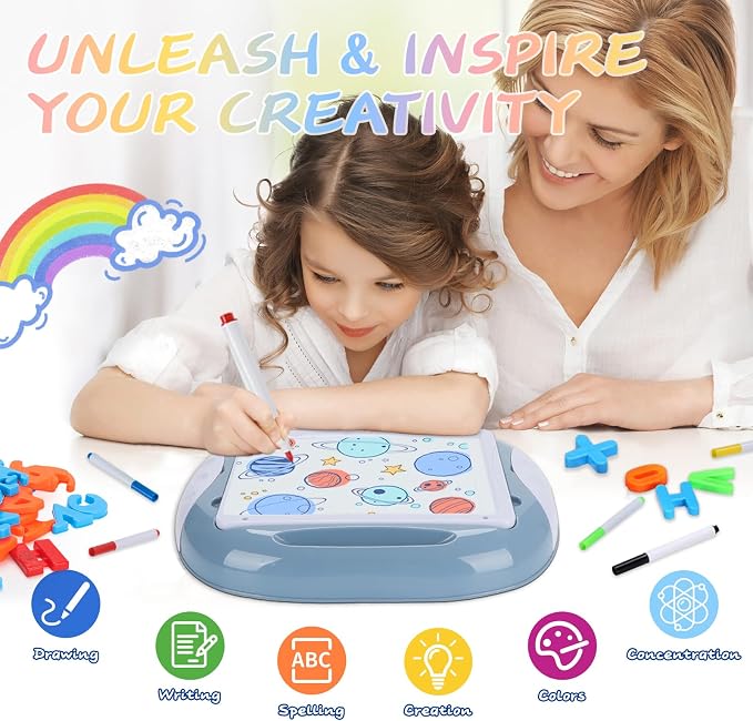 MAYESAR Magnetic Board for Kids, 1-2 Year Old Boy Gifts with Magnetic Letters and Numbers, Toddler Easel for Boy Birthday Christmas Gift (Blue)