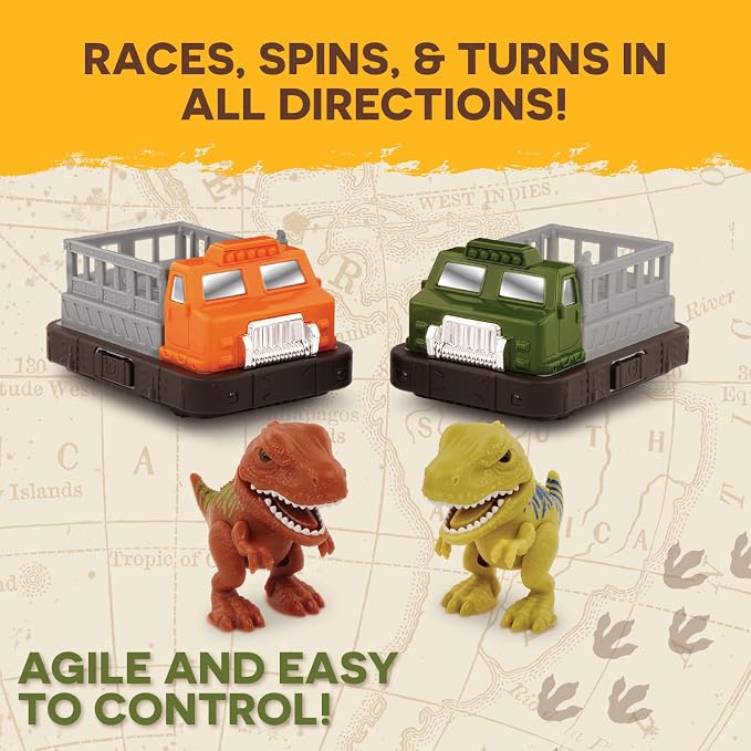 Terra by Battat – Remote Control Bumper Cars Set of 2 – Dinosaur Duel Rivals – Ejecting RC Cars with 2 – Player Battle & 1 – Player Auto Mode – Exciting Racing Action Toy for Toddlers & 3+ Years