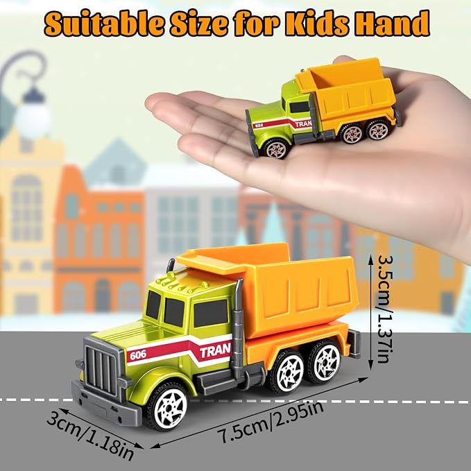 6 Pack Construction Toy, Mini Diecast Farm Tractor Toy Construction Trucks for Kids Boys Age 3-5 6 7, Excavator, Forklift, Dump Truck- Model Car Toys for Toddlers Birthday Gift Goodie Bag Stuffers