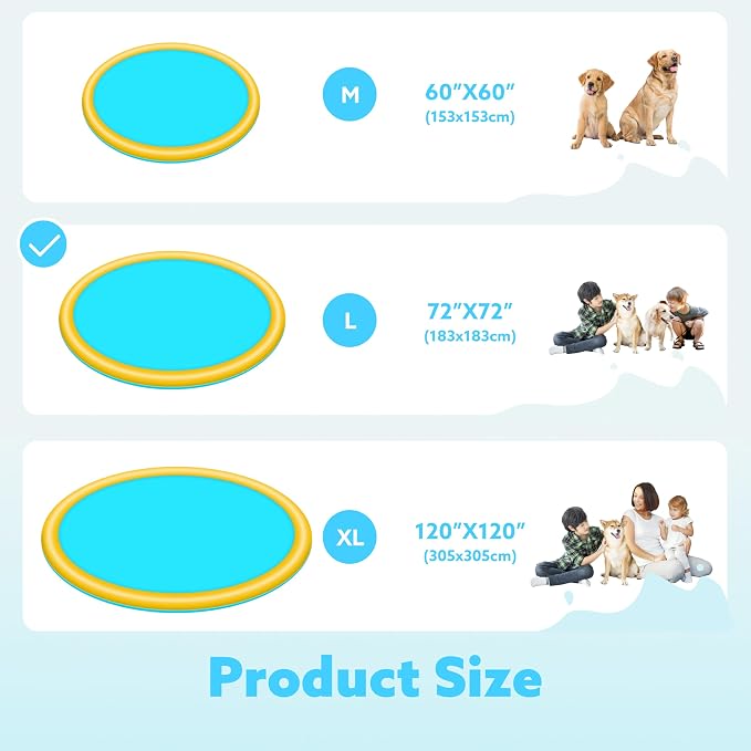 SLOOSH 72" Non-Slip Splash Pad Sprinkler - Outdoor Water Play Toys Backyard Fountain Mat for Toddlers Kids Dogs, Thickened Sprinkler Outside Pool Party Durable for Girls Boys Pets (72in, Orange&Blue)