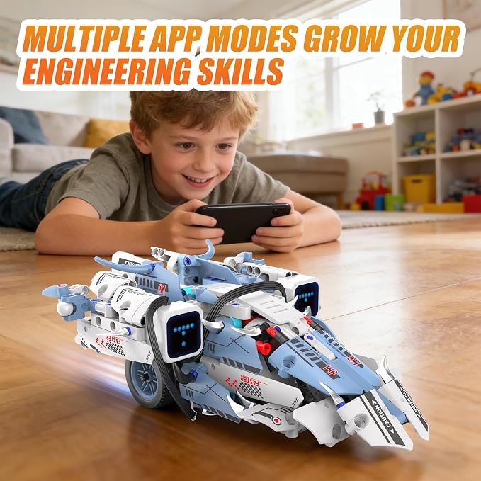 STEM Robot Building Sets for Kids Ages 6-16, 5-in-1 Remote Control and APP Robot Toys,343 Pcs DIY Building Science Educational Kit, Building Block Birthday Present for Teen Boys Girls