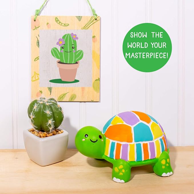 Creative Roots Paint Your Own Turtle - DIY Ceramic Painting Kit for Kids Ages 5+, Creativity Set