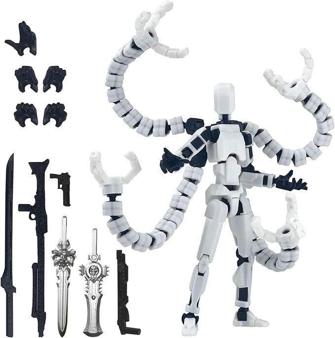 T13 Already Assembled Action Figure Accessories,T13 Multi-Jointed Movable,for Collectors Desktop Decorations t-13 Movability 3D Printed Toys (White, 7.2inch)