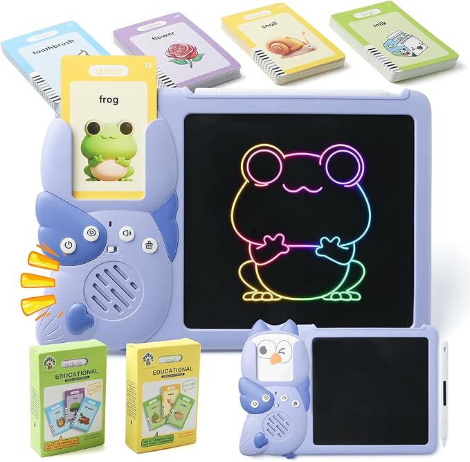 Talking Flash Cards,LCD Writing Tablet,2-in-1 Kids Educational Learning Toys,Autism Sensory Toys for Autistic Children，224 Sight Words Educational Learning Toddler Toys