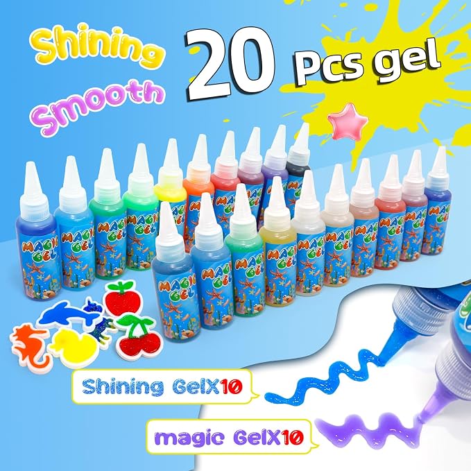 Magic Water Elf Toy Kit with 20 Magic Gels and 24 Molds, DIY Party Favors | Craft for Kids, Aqua Squishy Set, Birthday Gifts, Create Your Own Water Pets