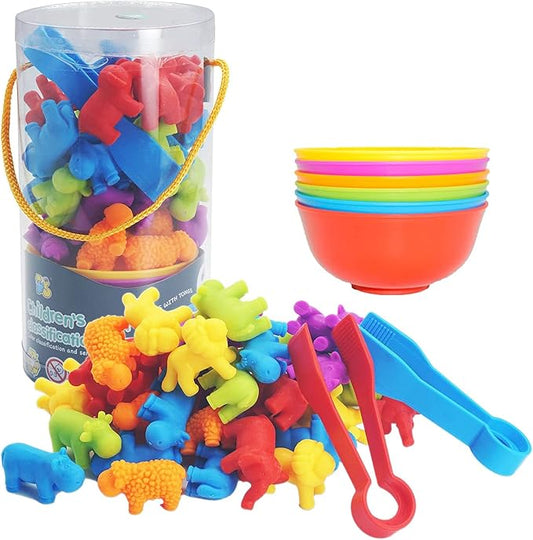UNIQUE KIDS Counting Educational Learning Toy Set with Sorting Cups – Engaging Sensory Color Classification Training Game for Toddlers and Preschoolers Training Ages 3 and Up