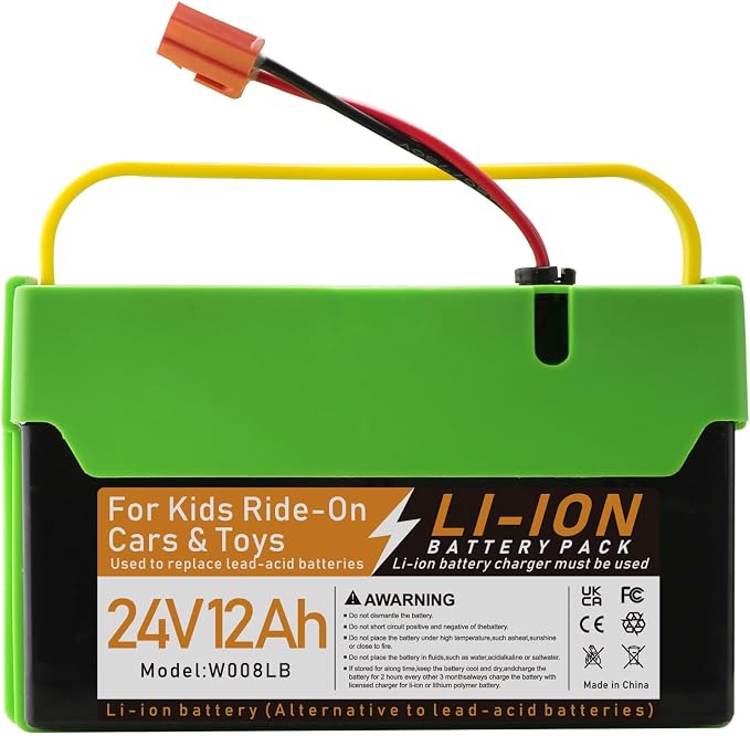 24V 12Ah Li-ion Rechargeable Battery, Replacement Battery Compatible with Best Ride on Cars Thunder UTV Kids Ride-On Car