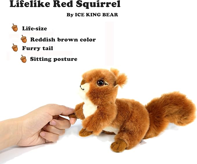 Ice King Bear Reaistic Red Squirrel Stuffed Animal Plush Toy (Lying)